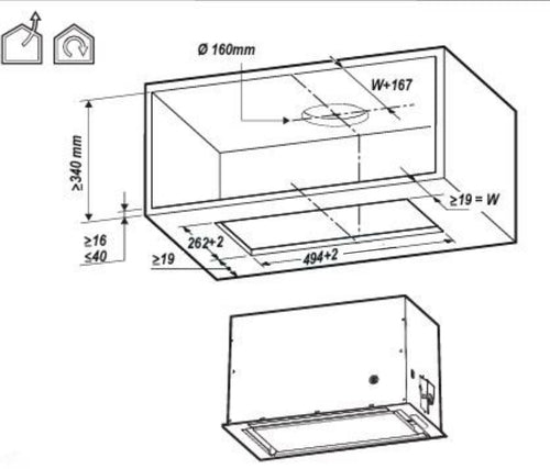 Elica LANE MBL/A/52 Built-in Black Range Hood, 550 m³/h Airflow