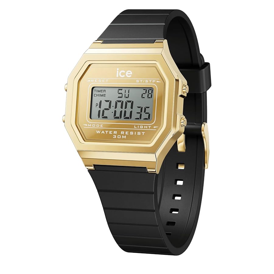 Watch Ice Women 22731 (32mm) Black with Golden Stainless Steel Case and Black Silicone Strap