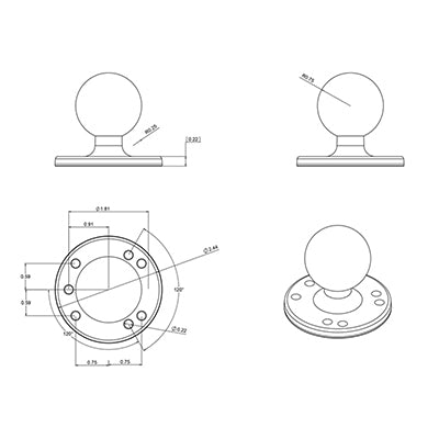 Βάση Στήριξης RAM MOUNT για Επίπεδη Επιφάνεια RAM-202U