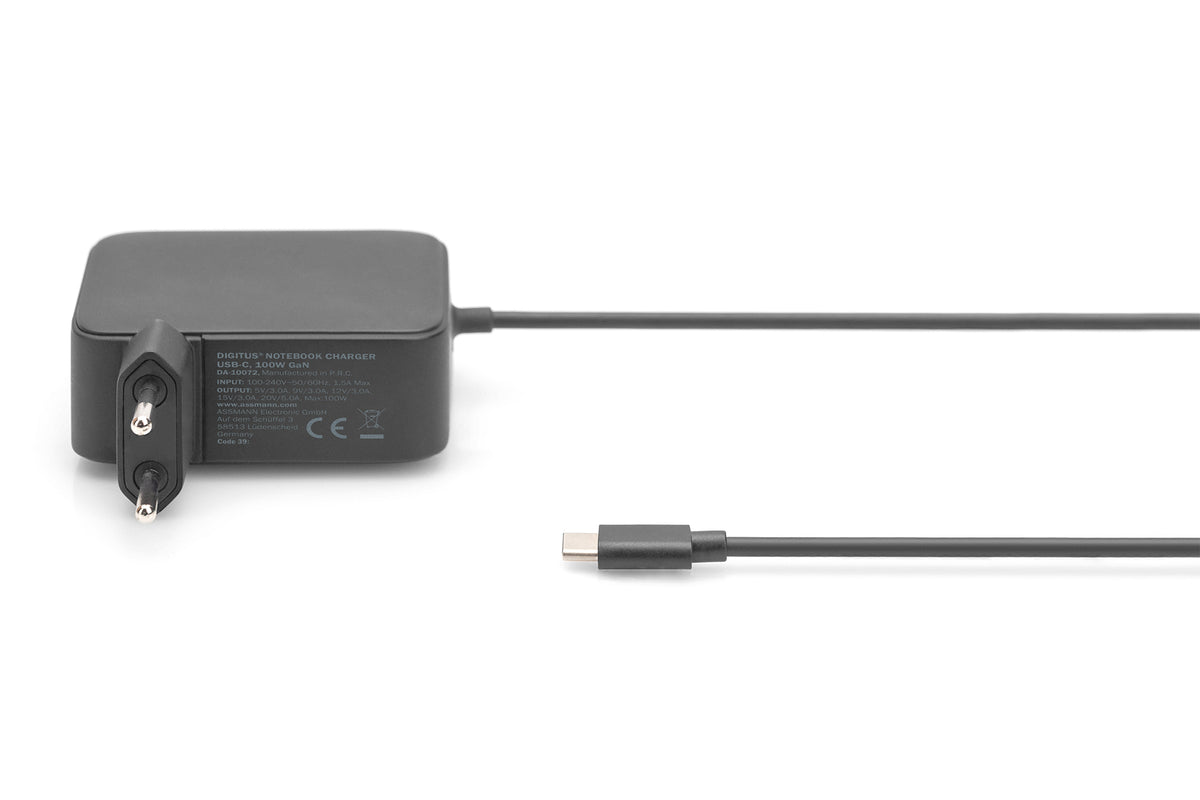 DIGITUS Notebook Ladegerät USB-C, 100W GaN schwarz