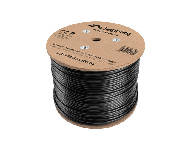 Lanberg LCU6-21CU-0305-BK Black 305m Cat6 U/UTP Outdoor Networking Cable