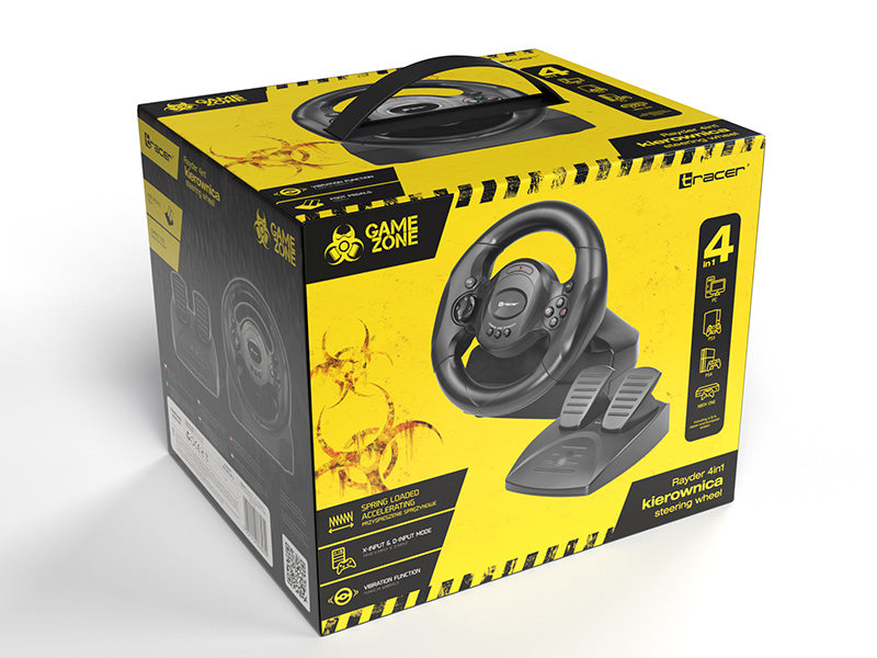Τιμόνι Tracer Rayder 4 σε 1 σε Μαύρο Χρώμα για Η/Υ, PlayStation 4, PlayStation 3 και Xbox One