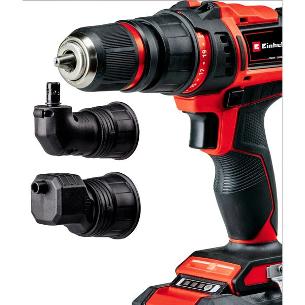 Einhell Power X-Change Akku-Bohrschrauber TE-CD 18/45 3X-Li +22, 18Volt (rot/schwarz, Li-Ion-Akku 2,0Ah, 22-teiliges Zubehör)