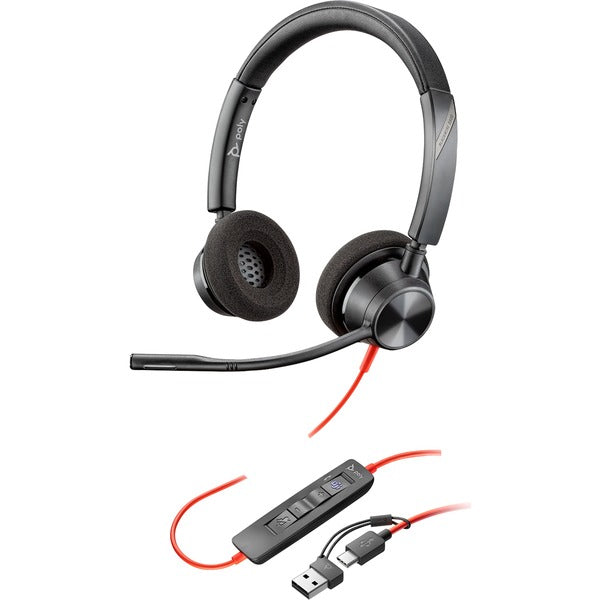 HP Poly Blackwire 3320M USB-C Stereo-Headset +USB-C/A-Adapter (schwarz, für Microsoft Teams zertifiziert)
