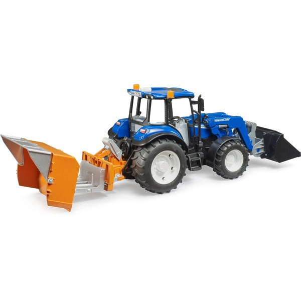 BRUDER 02187 BRUDER New Holland T5.120 mit Frontlader, Ladekasten, Gabeln und Rundballen