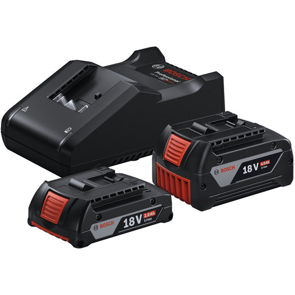 Bosch Powertools Starter-Set 18V (GBA 18V 4,0/2,0Ah + GAL 18V-40 Professional) (schwarz, 2x Li-Ionen Akku, AMPShare Alliance)