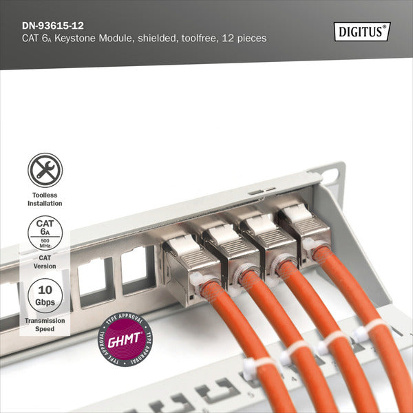 Digitus CAT 6A Keystone Modul geschirmt werkzeugfrei 12 Stk.