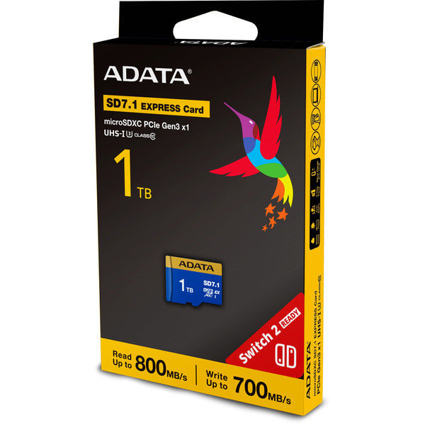 ADATA Premier Extreme microSDXC SD7.1 1 TB (blau/gelb, SD7.1 Express, UHS-I U3, Class 10, V30, Nintendo Switch 2 Ready)