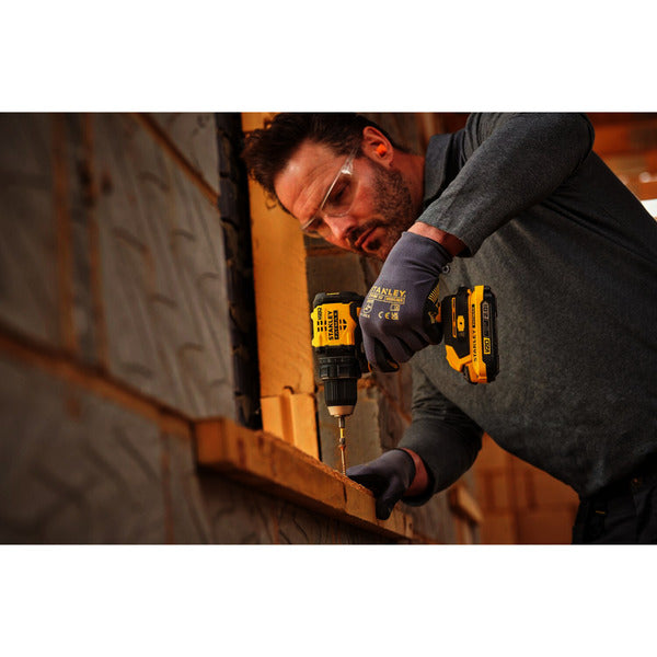 Stanley Akku-Bohrschrauber (SFMCD714D1T-QW), 18Volt (schwarz/gelb, Li-Ion-Akku 2,0Ah, Pro-Stack Koffer)