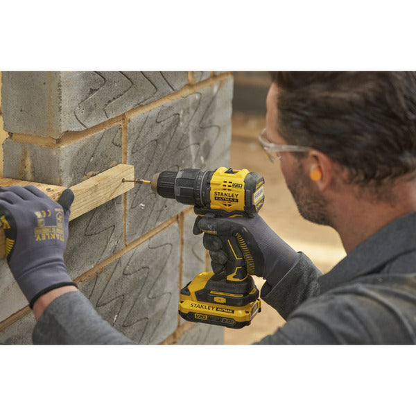 Stanley Akku-Schlagbohrschrauber (SFMCD716D1T-QW), 18Volt (schwarz/gelb, Li-Ion-Akku 2,0Ah, Pro-Stack Koffer)
