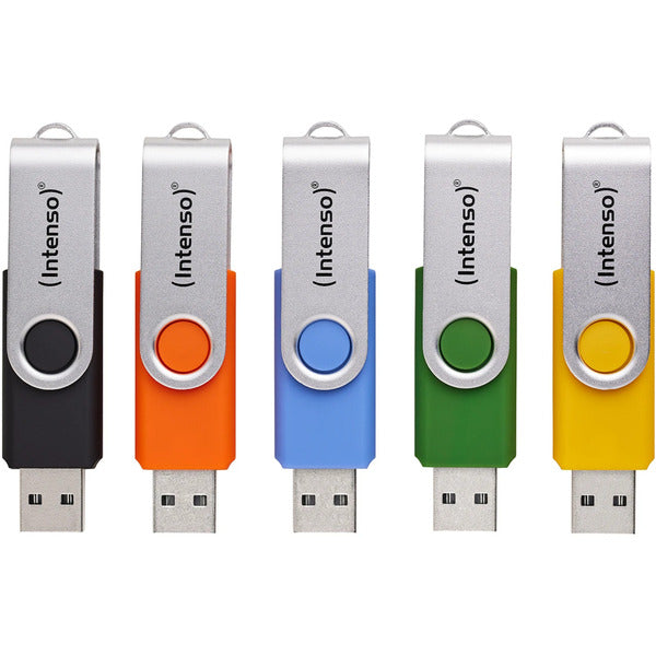 Intenso Office Line Multipack 64 GB (5 USB-A 3.2 USB-Sticks in Gelb, Grün, Schwarz, Blau + Orange)