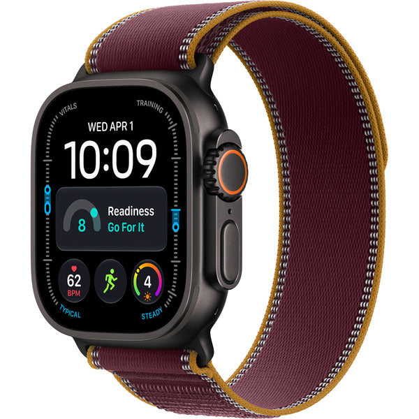 Apple Watch Ultra 4 (Titan schwarz, 49 mm, Trail Loop Burgunder M/L, Cellular)