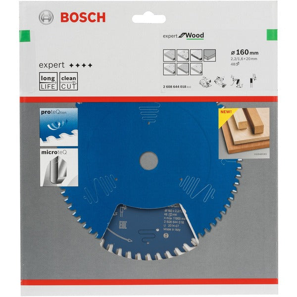 Bosch Powertools EXPERT Wood Kreissägeblatt, Ø 160mm, 48Z (Bohrung 20mm, für Handkreissägen)
