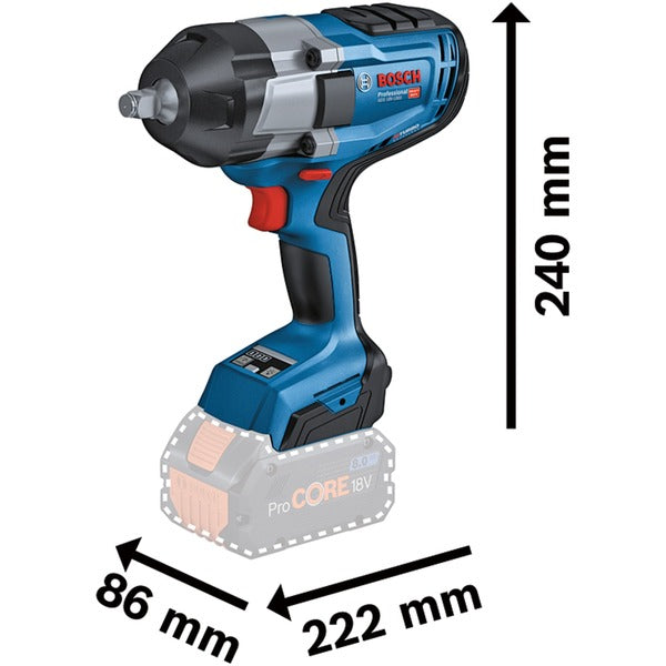 Bosch Powertools PRO Akku-Schlagschrauber BITURBO GDS 18V-1000 Professional solo, 18Volt (blau/schwarz, ohne Akku und Ladegerät, 1/2")