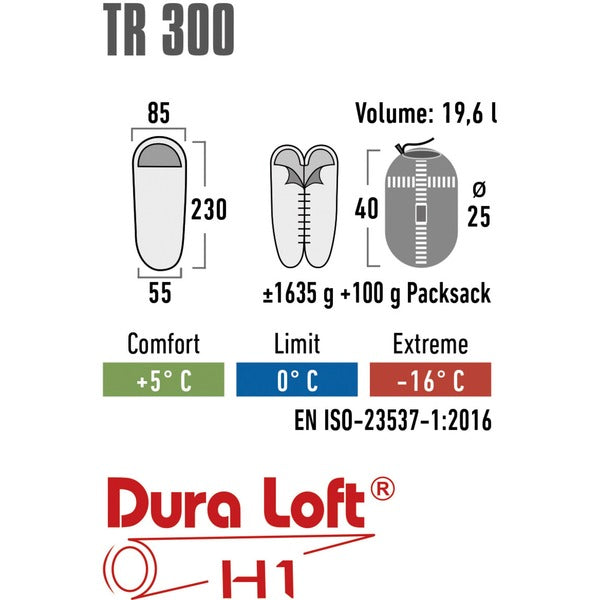 High Peak Schlafsack TR 300 (dunkelrot/grau)