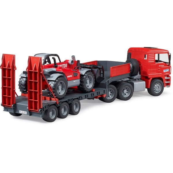 BRUDER 02774 MAN TGA Tieflader mit Manitou Teleskoplader MLT 633