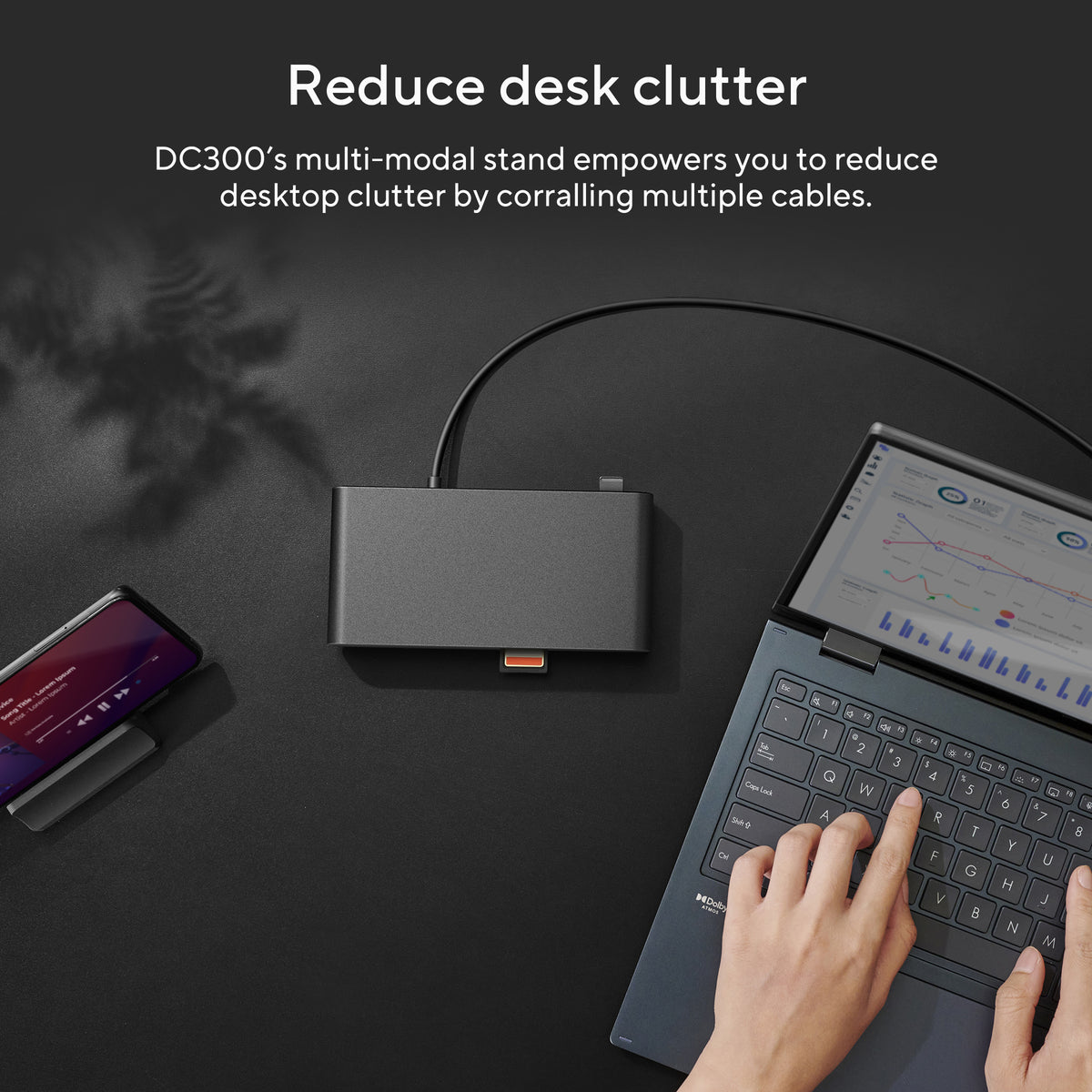 ASUS DC300 Triple Display USB-C Docking Station, USB 3.2 Gen 2 (3.1 Gen 2) Type-C, Black
