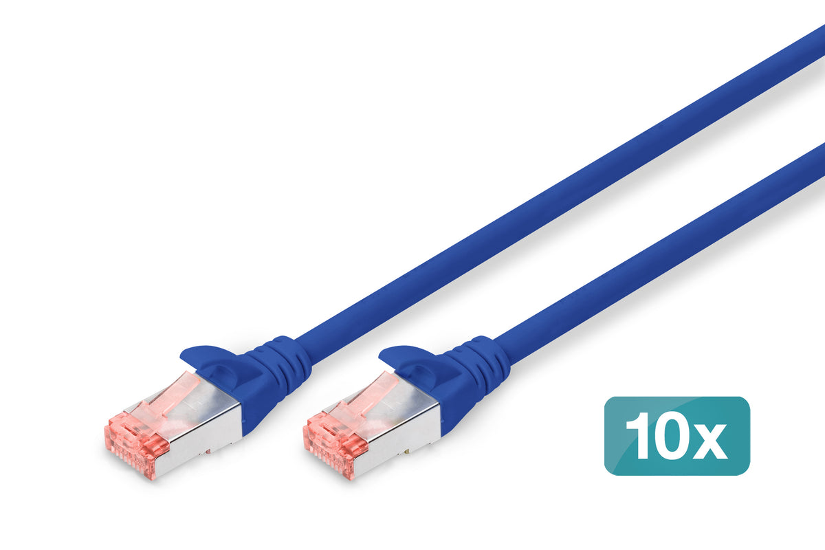 DIGITUS CAT 6 S/FTP Patchkabel, 10 Stück, 3m, blau