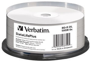 Verbatim BD-R 50GB 6x Thermal Printable - 25 Pack (CB)