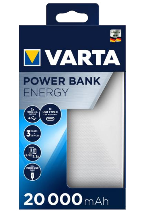 Varta Power Bank Energy 20000 20.000mAh, 2xUSB A, 1xUSB C