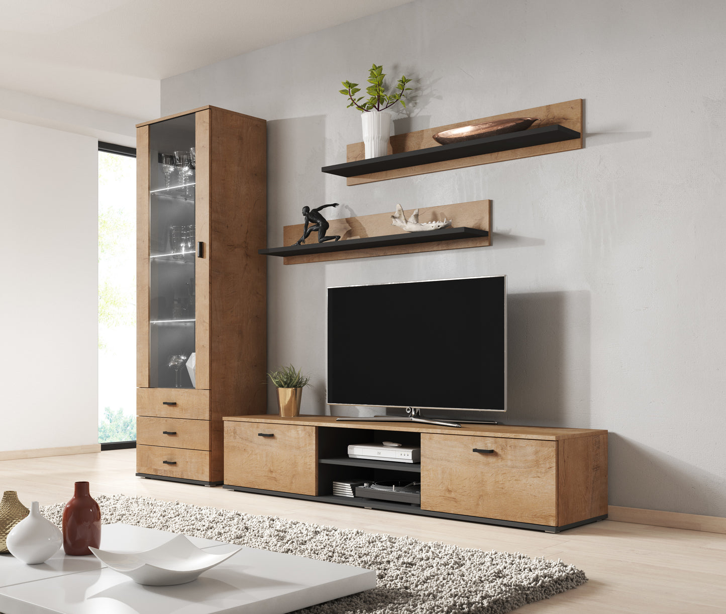 Cama set of two shelves 125cm SOHO lefkas oak/black