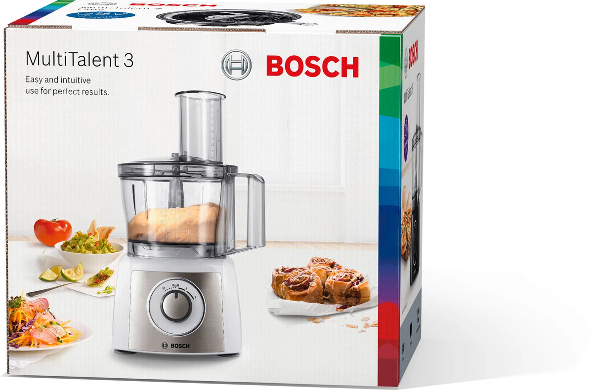 Πολυκόπτης τροφίμων Bosch MCM3100W ισχύος 800 W με χωρητικότητα 2,3 λίτρα σε λευκό χρώμα