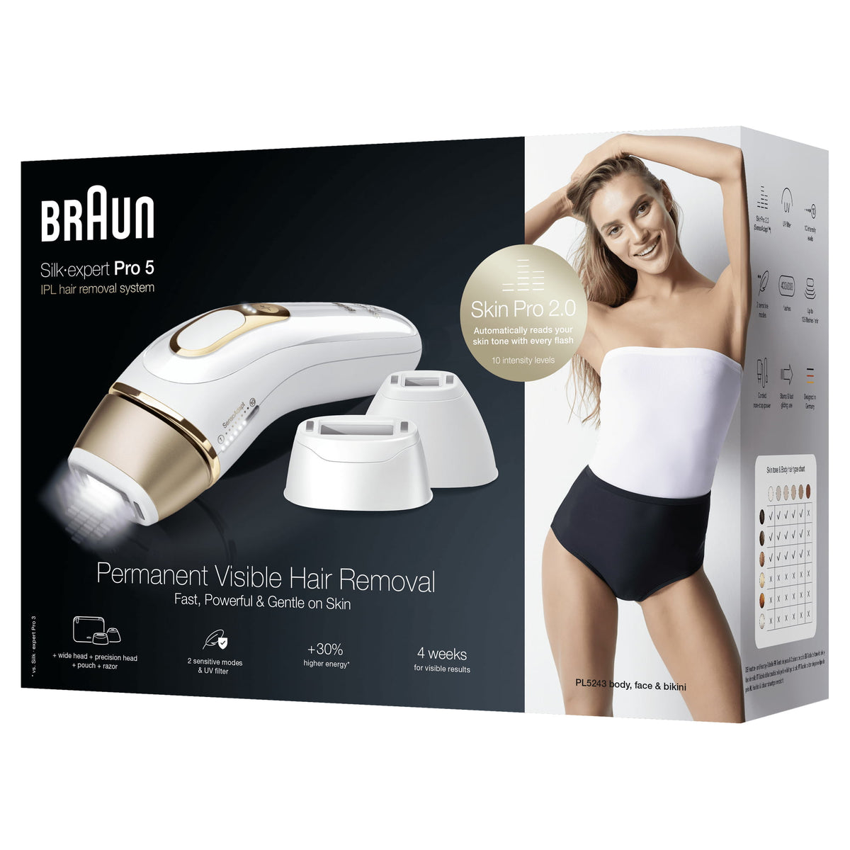 BRAUN Silk-expert Pro 5 PL5243 IPL Depilator IPL hair removal system White, Gold