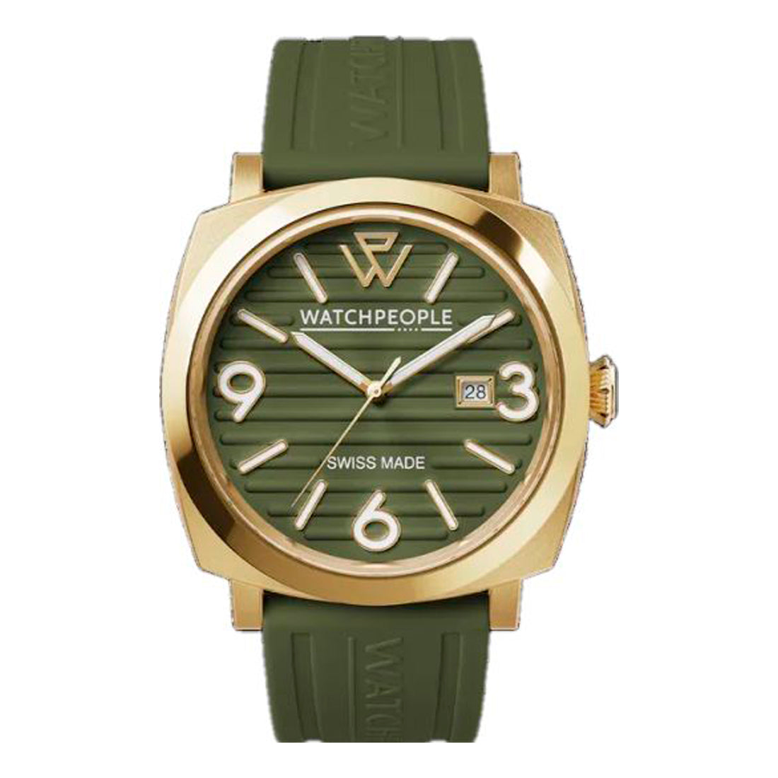 Watchpeople Women 700999 (45MM) Green Analog Quartz Watch with Stainless Steel Case and Silicone Bracelet