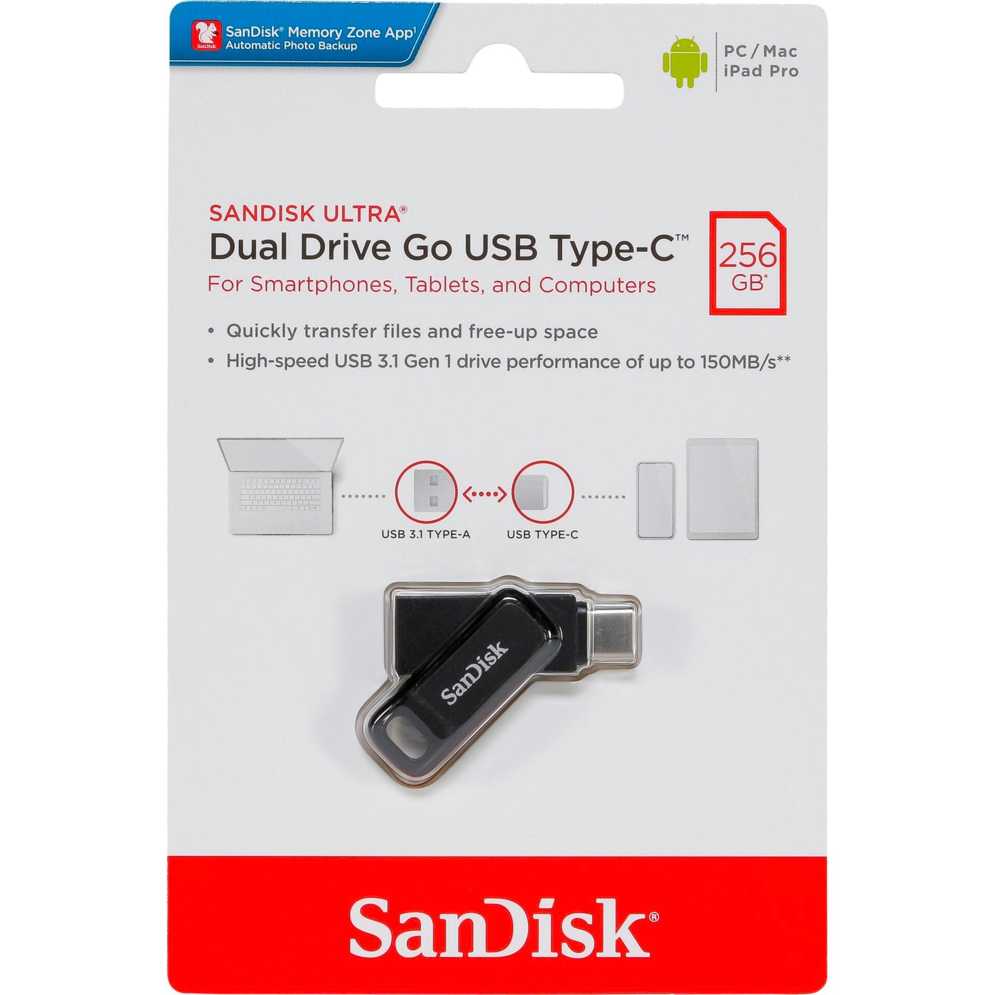 SanDisk Ultra Dual Drive Go 256GB USB Type C Flash SDDDC3-256G-G46
