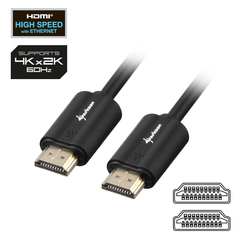 Sharkoon HDMI Καλώδιο 10 Μέτρων 4K (Μαύρο)