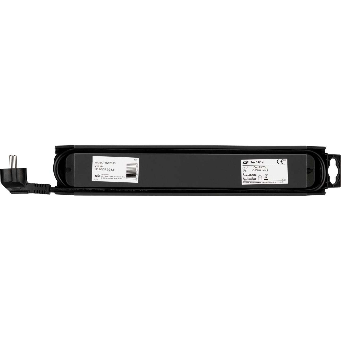 REV Outlet Strip 6-fold 2,4m Supraline w. switch anthracite