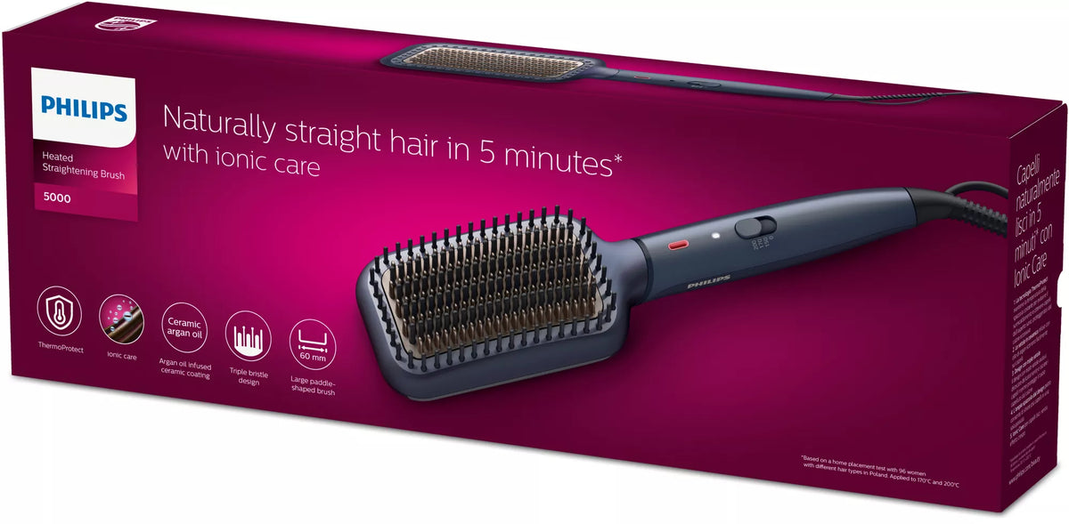 Ηλεκτρική βούρτσα ισιώματος μαλλιών Philips σειρά 5000 BHH885/00, με τεχνολογία θερμού μπλε φωτός, καλώδιο 1,8 μέτρα