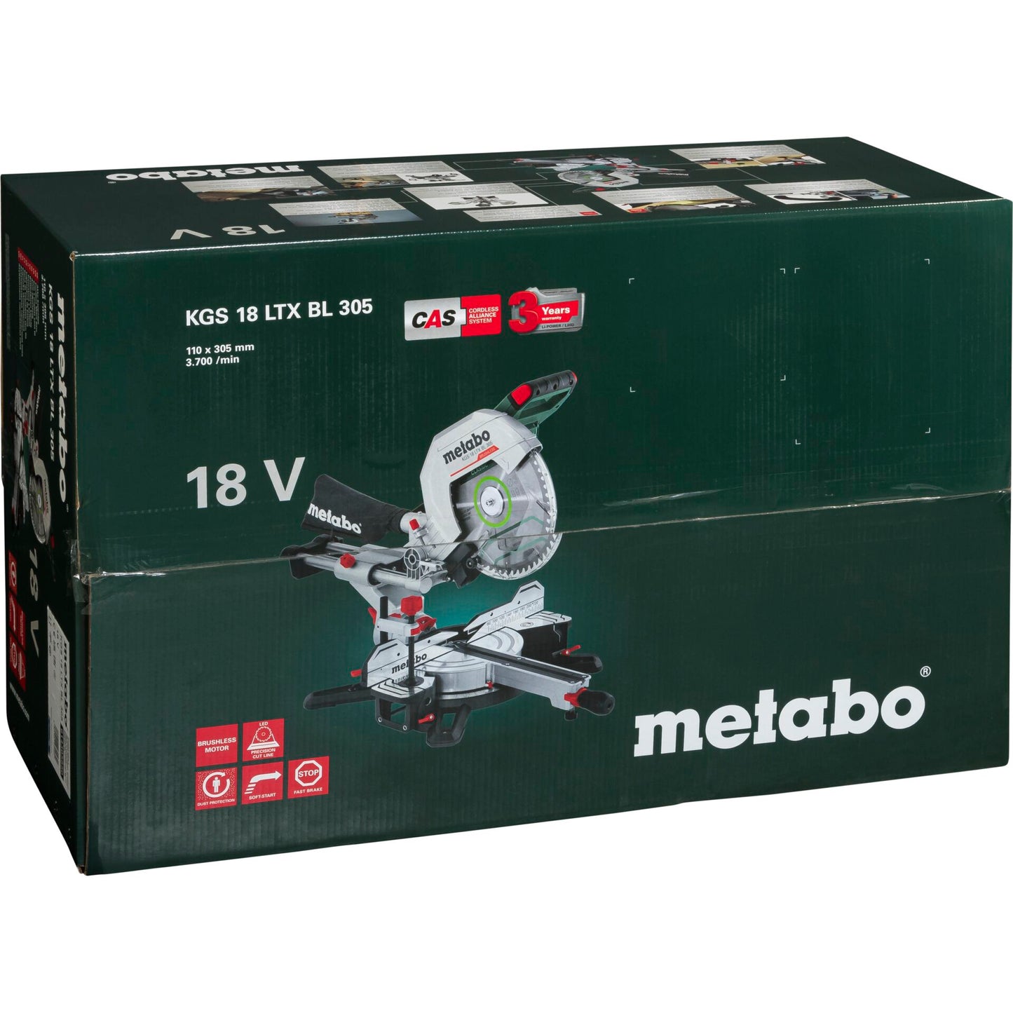 Metabo KGS 18 LTX BL 305 Cordless Table Saw with Brushless Motor
