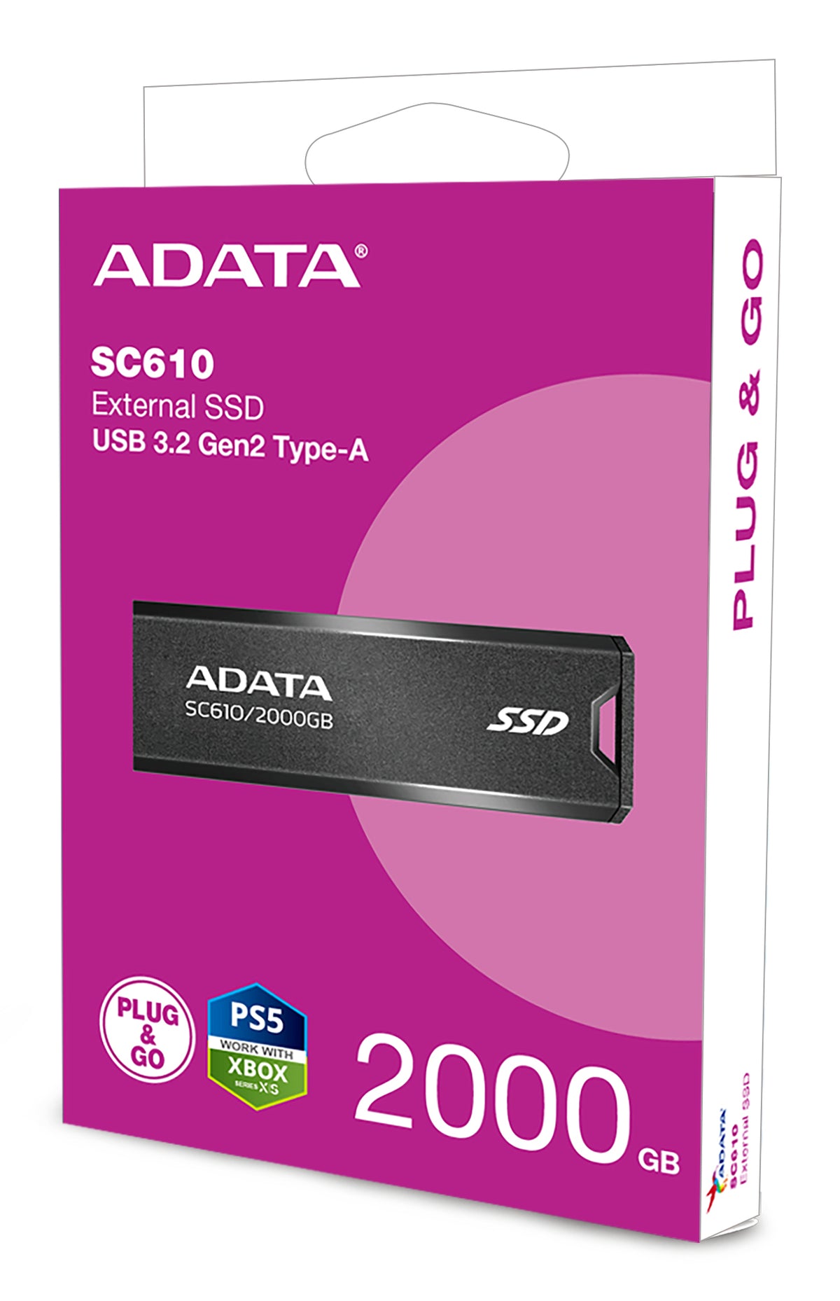 ADATA SC610 εξωτερικός αποθηκευτικός δίσκος USB 2 TB USB Τύπος-A 3.2 Γενιά 2 (3.1 Γενιά 2) Μαύρο