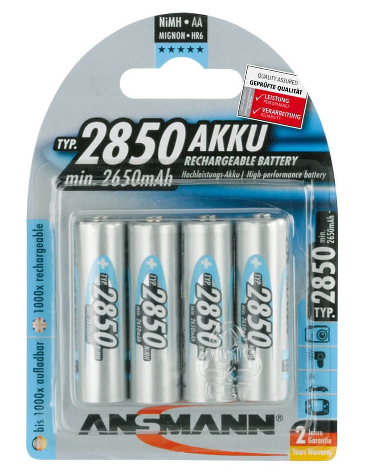 1x4 Ansmann NiMH rech. battery 2850 Mignon AA 2650 mAh