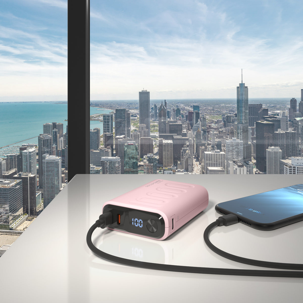 Powerbank RealPower PB-10000C PD+ mit 3xType-C,Rose