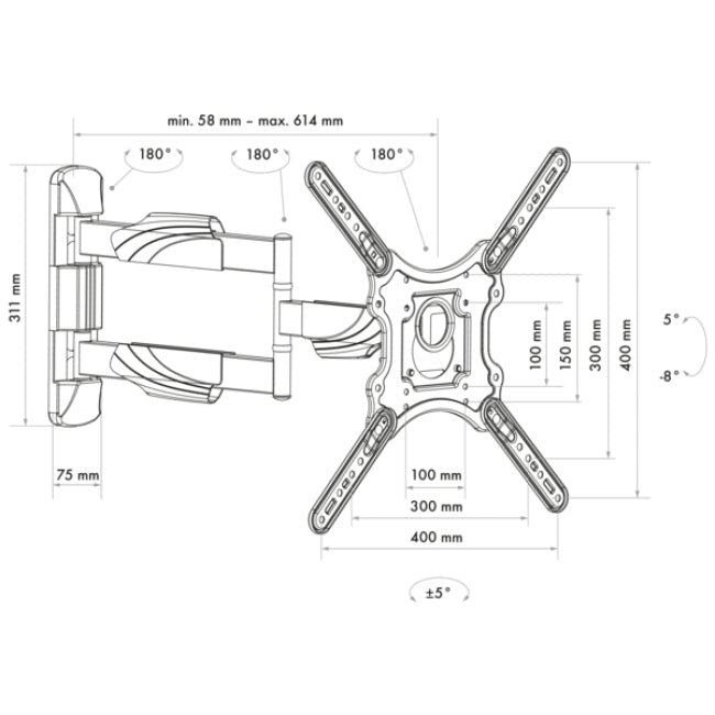 Schwaiger TV Wall Mount MOTION 4 23"-75" 35KG 3 Joints
