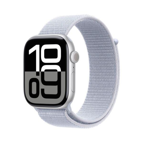 Apple Watch Σειρά 10 46mm AC/Ασημί SL/Μπλε Συννεφάκι ΕΕ MWWN3QF/A