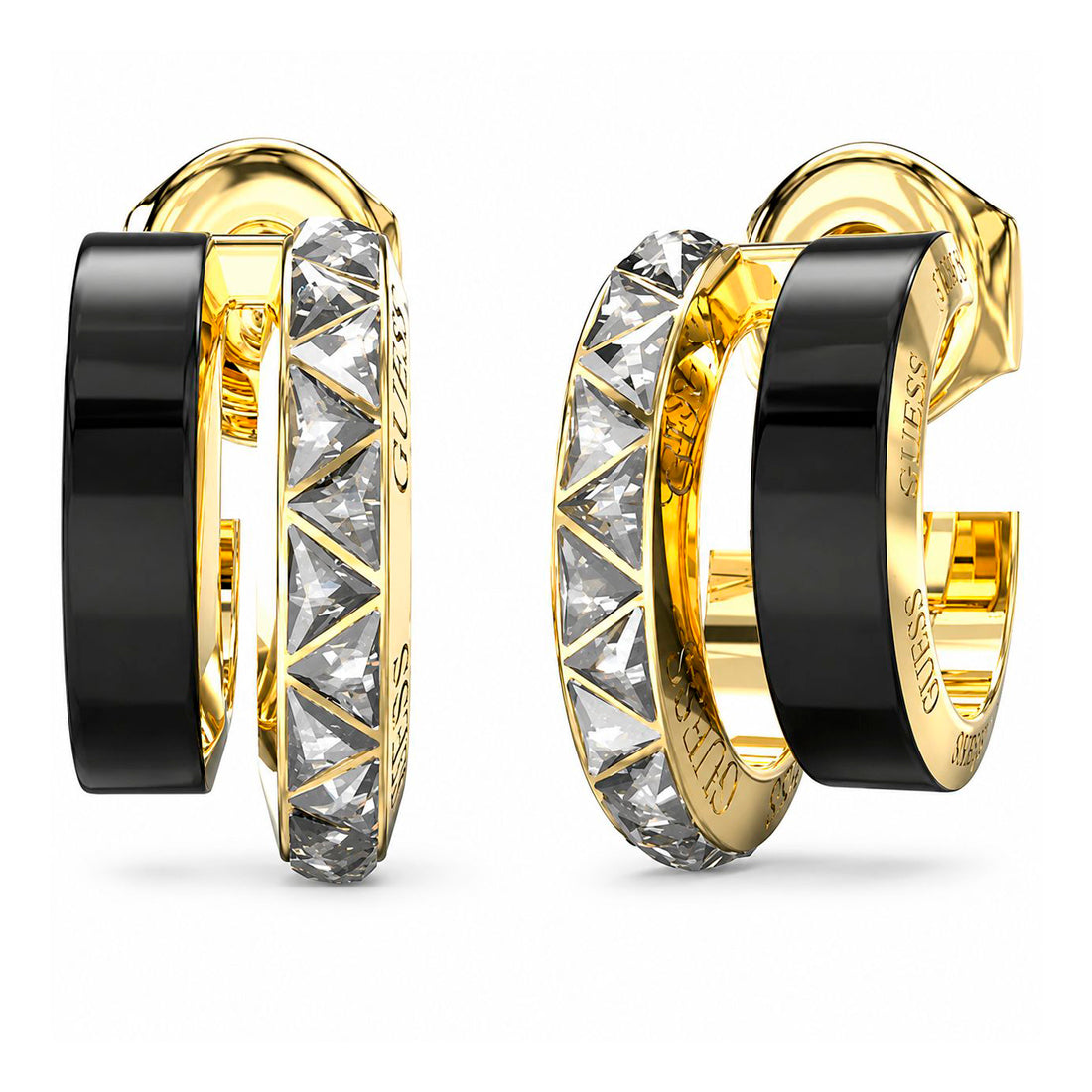 Guess Women Earrings JUBE04572JWYG, 3 cm, Black Stainless Steel