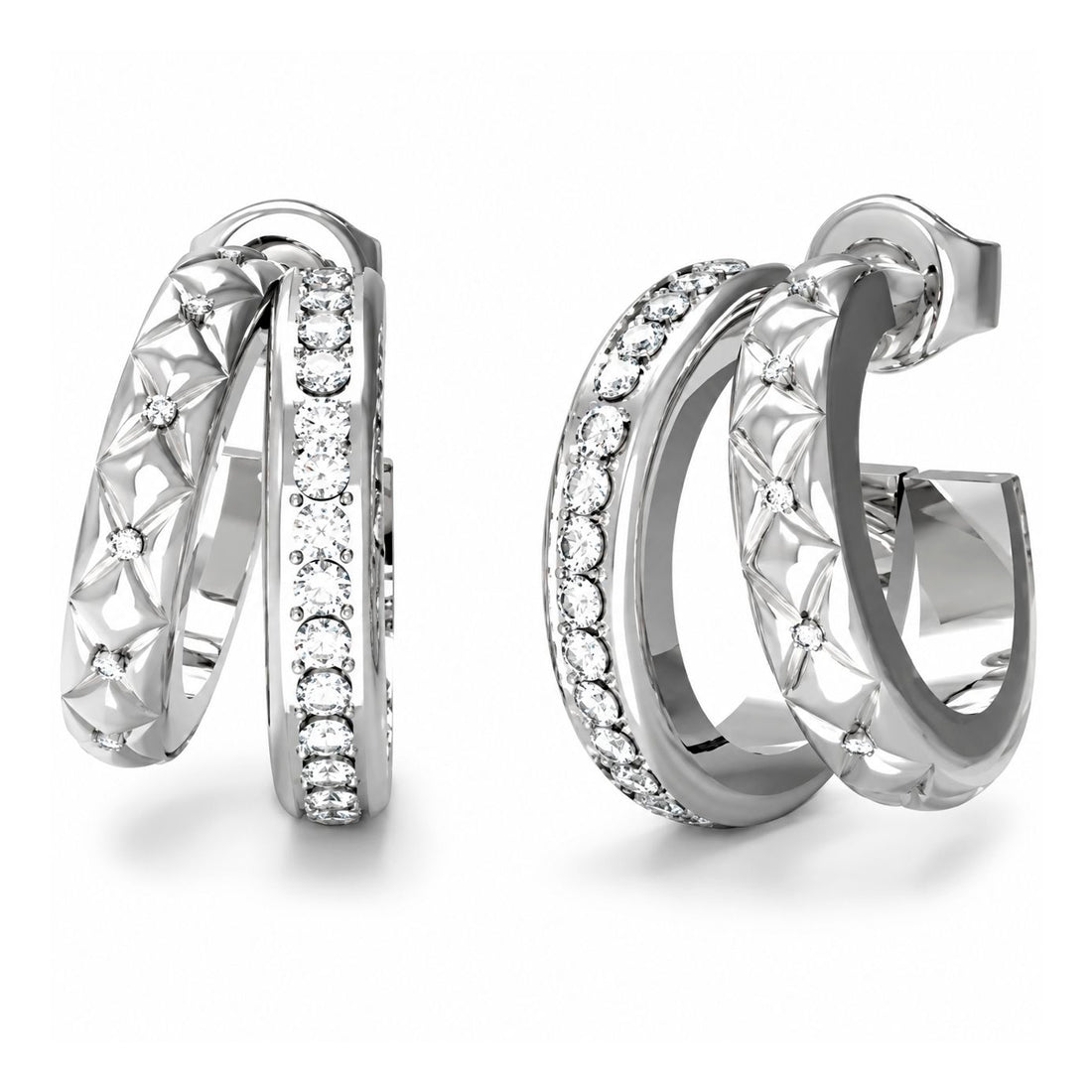 Guess Women's Earrings JUBE04587JWRH, 2.5 cm, Stainless Steel, Grey