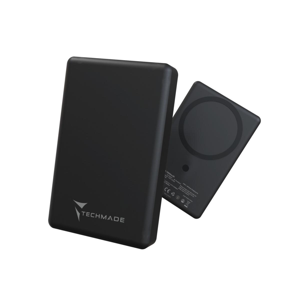Φορητή Μπαταρία Techmade 10000mAh Λεπτή PD22.5W Ασύρματη με Μαγνήτη Μαύρη