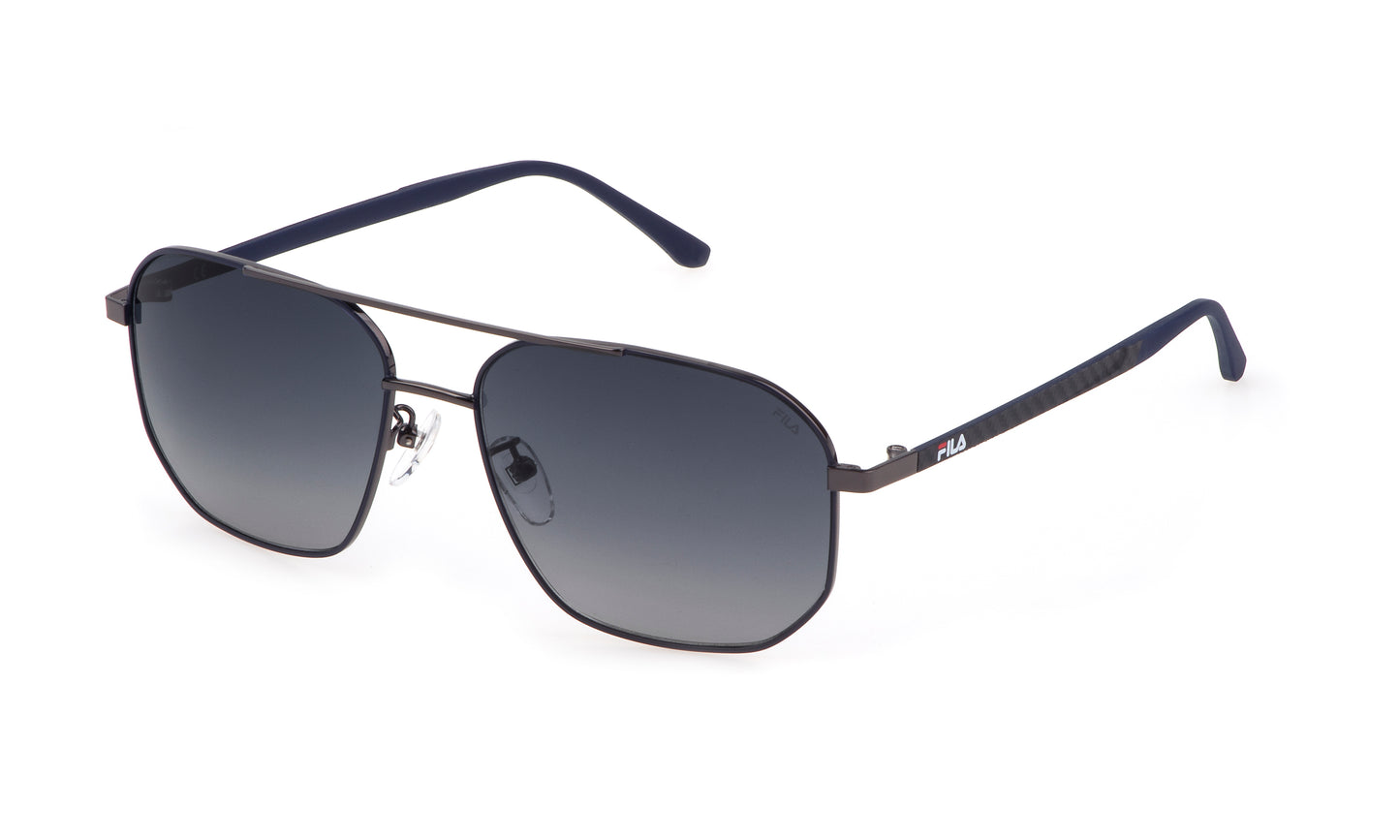 Fila Men's Sunglasses SFI300-580K53, Metal Frame, Grey Color, Lens/Bridge/Temple Dimensions 58/16/140 mm, Blue Gradient Lenses