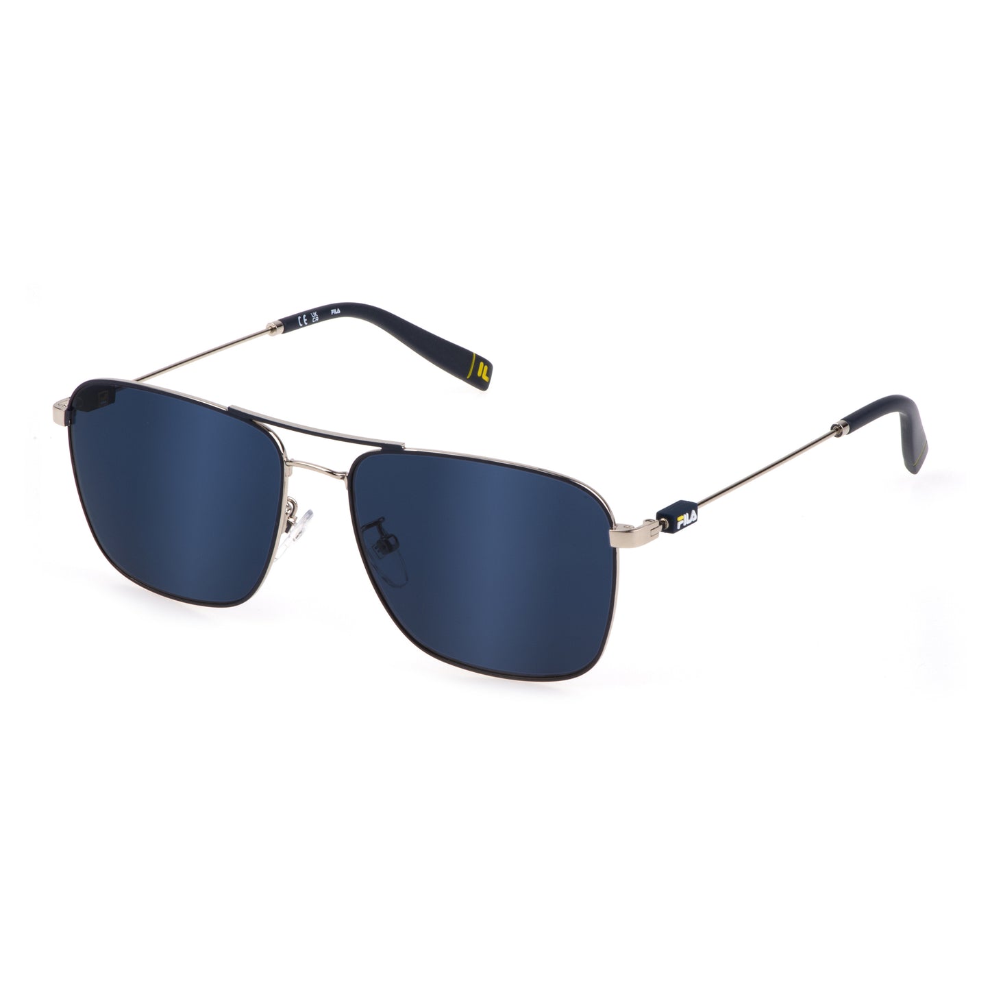 Fila Men's Sunglasses SFI456-58F94Y with Metal Frame, Lens/Bridge/Temple: 58/16/145 mm, Grey with Blue Lens