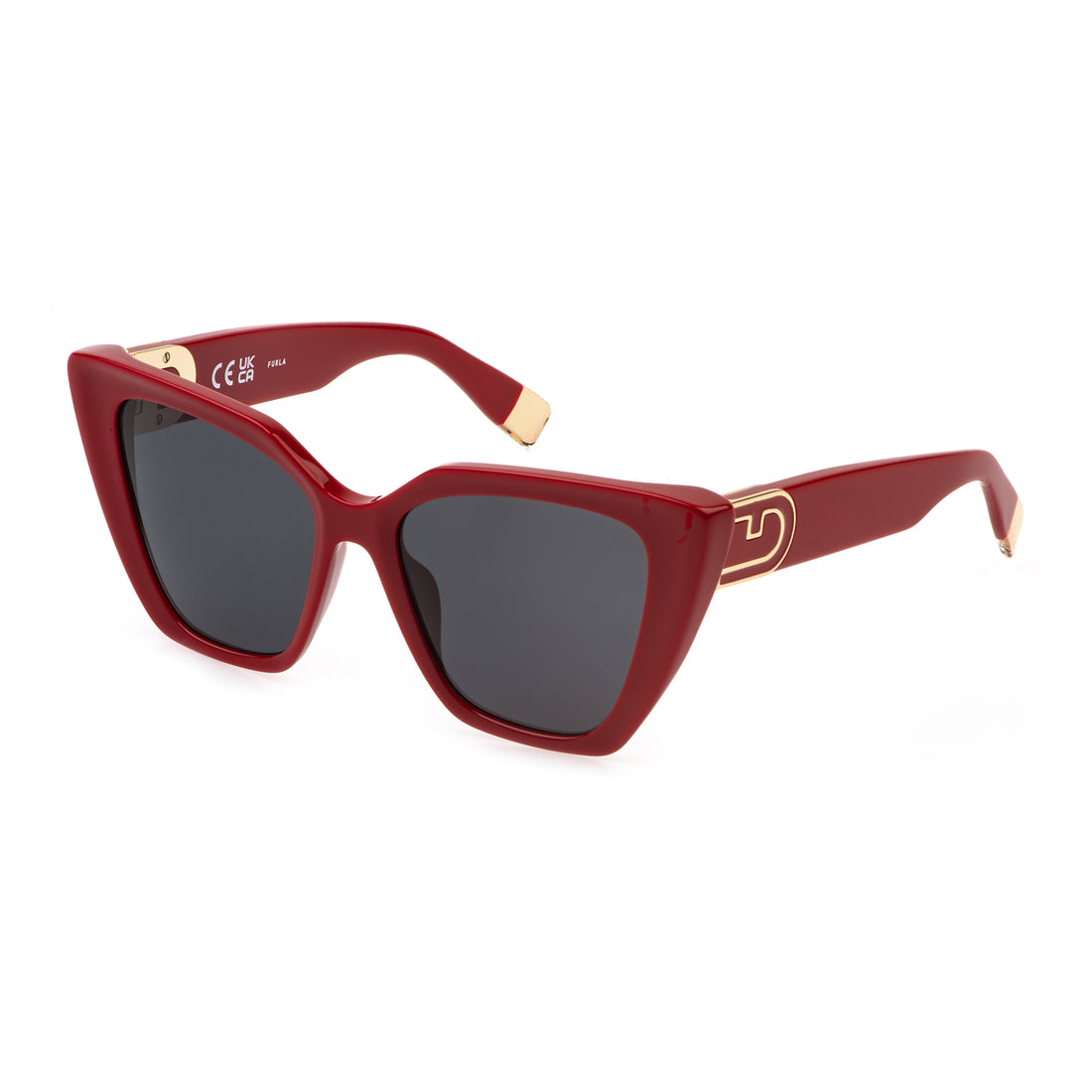 Furla Women’s Sunglasses SFU879-5409LB, Acetate Frame, Red, Lens/Bridge/Temple Dimensions 54/17/140 mm