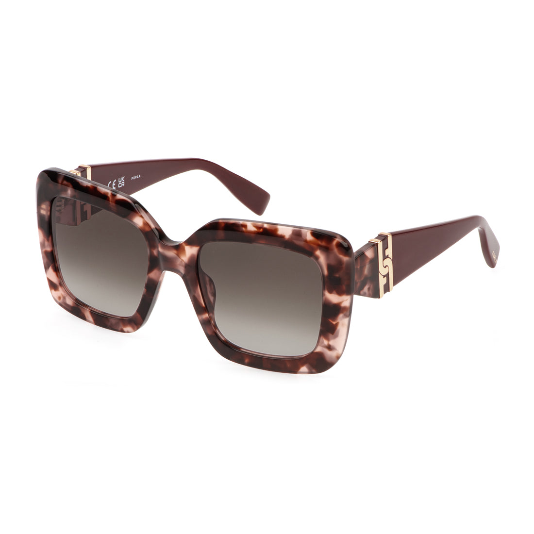 Furla Women's Sunglasses SFU883-530XAP, Acetate Frame, Brown Gradient Lens, 53/20/140 mm