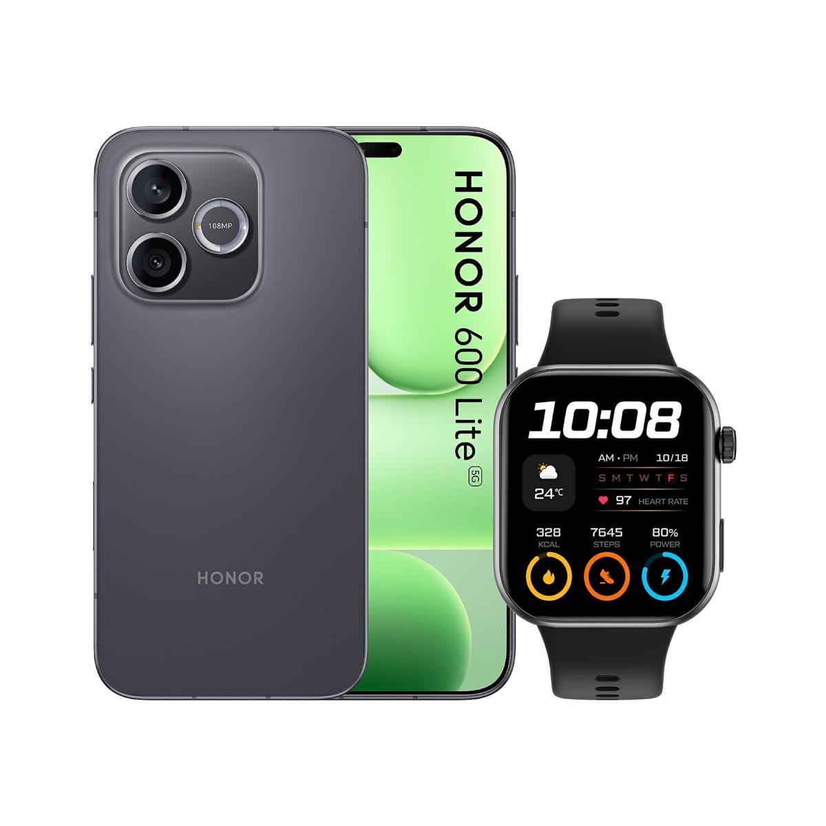 Honor 600 Lite 8+256GB 6.6"5G Velvet Black DS + Watch 2i ITA