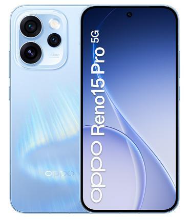 OPPO Reno 15 Pro 12GB RAM + 512GB Storage, 6.78-inch 5G Display, Aurora Blue - Italy Version