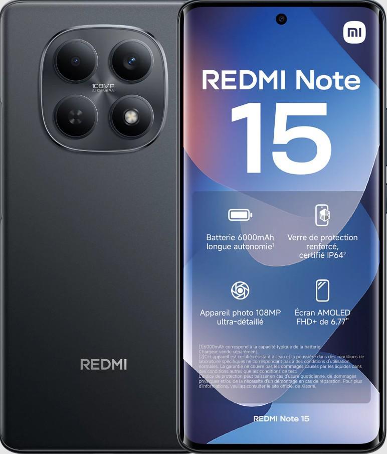 Xiaomi Redmi Note 15 8GB RAM 256GB Storage, 6.77" Display, NFC, Black, Dual SIM, EU Version