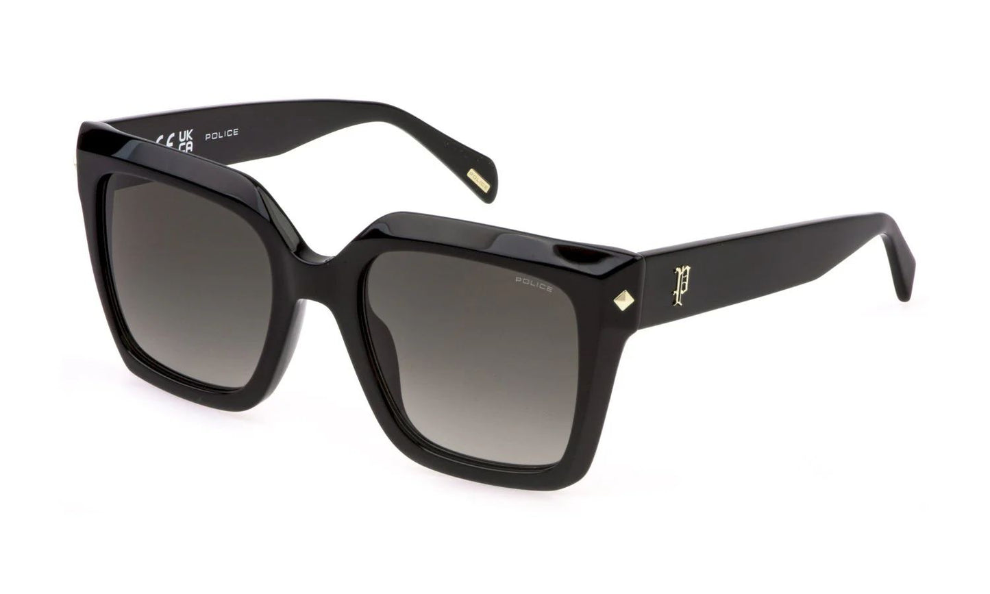 Police Women's Sunglasses SPLR26E53700Y, Lens 53 mm / Bridge 21 mm / Temple 140 mm, Black Acetate Frame, Grey Lenses, Category 3 Degraded