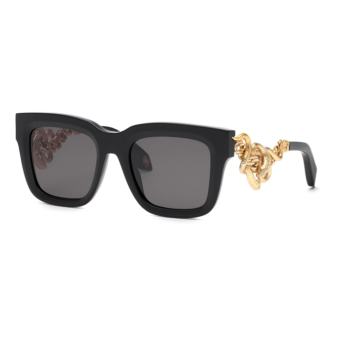 Roberto Cavalli Unisex Sunglasses SRC041M520700 with Acetate Frame, Black Color, Lens/Bridge/Temple Dimensions: 52/20/140 mm, Grey Lenses